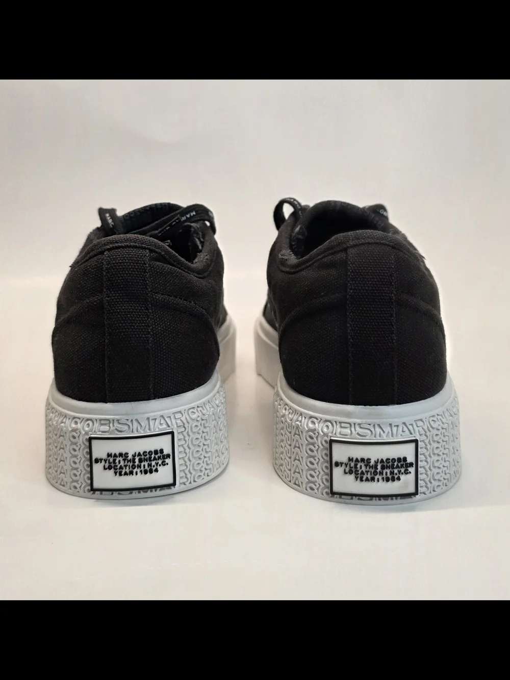 Marc Jacobs Black White  Canvas Sneakers  Lace Up Designer Shoes Men's 43 US 10